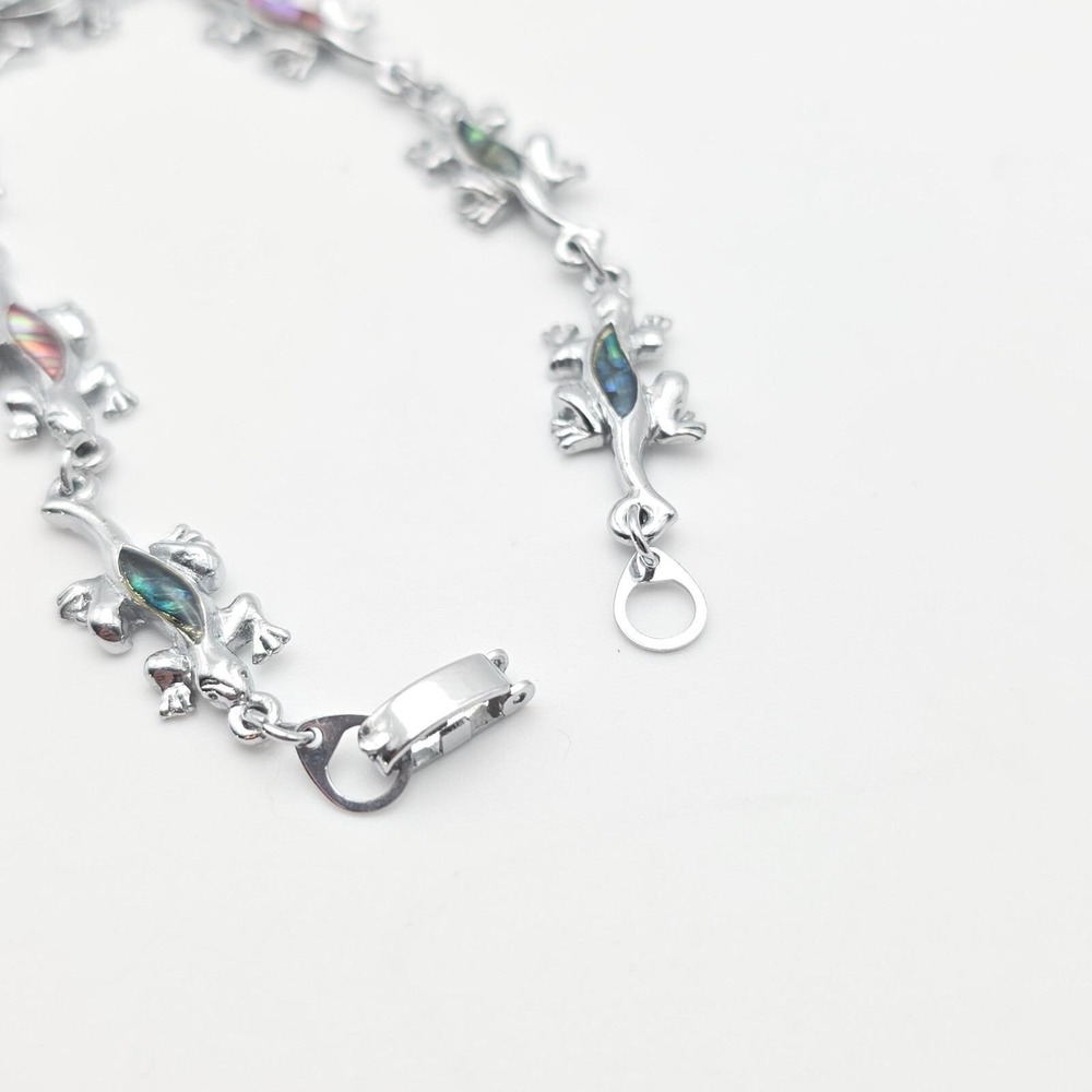 Vintage S-80 Lizard Bracelet Multi-Colored Resin Silver‎ Plate 8" FREE $HIPPING! - Picture 3 of 14